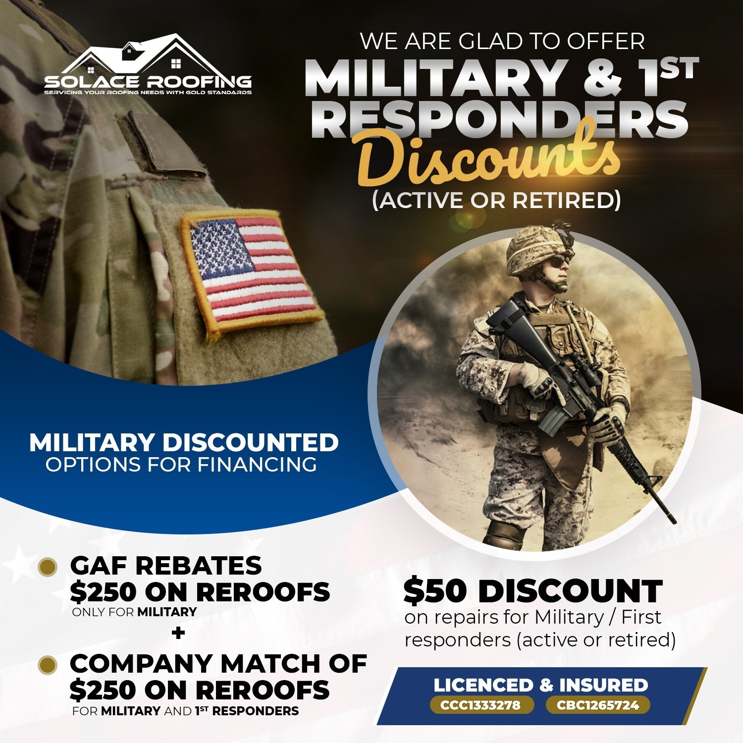 military and 1st responder roofing discounts